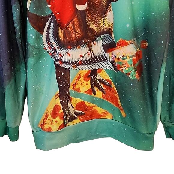 Funnycokid Santa/Dinosaur/Pizza Double-sided Sweatershirt - Picture 3 of 6